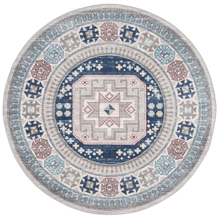 Safavieh 6 ft. 7 in. x 6 ft. 7 in. Kazak 100 Round Rug Gray & Blue KZK120G-7R